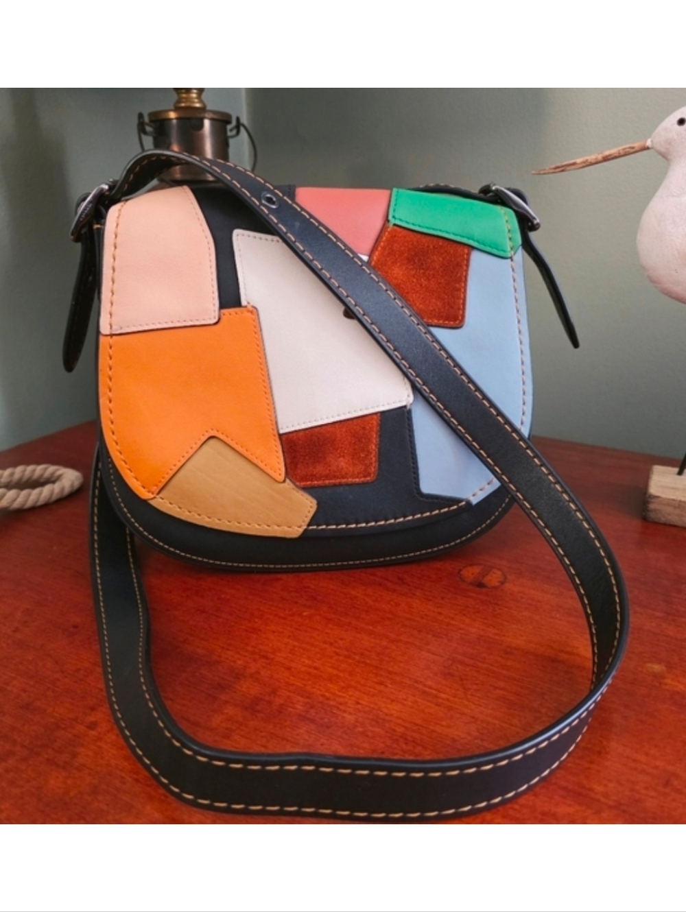 Coach 38482 1941 Saddle 23 Crossbody Patchwork Black Suede Leather Bag - Picture 16 of 16